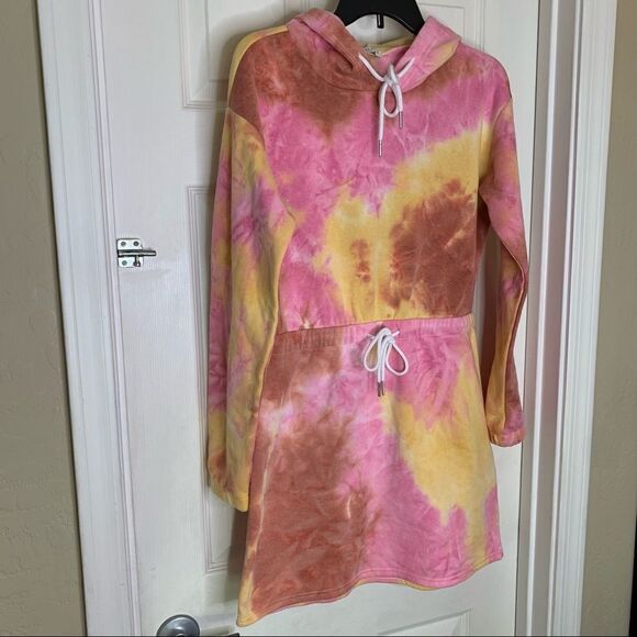 Angel Kiss Tie-Dye Hooded Sweatshirt Dress Size Medium - Picture 2 of 9